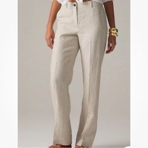 J.Crew Chess Harbor Linen Wide-Leg Pants Flax Khaki Beige Preppy Sz S NWOT